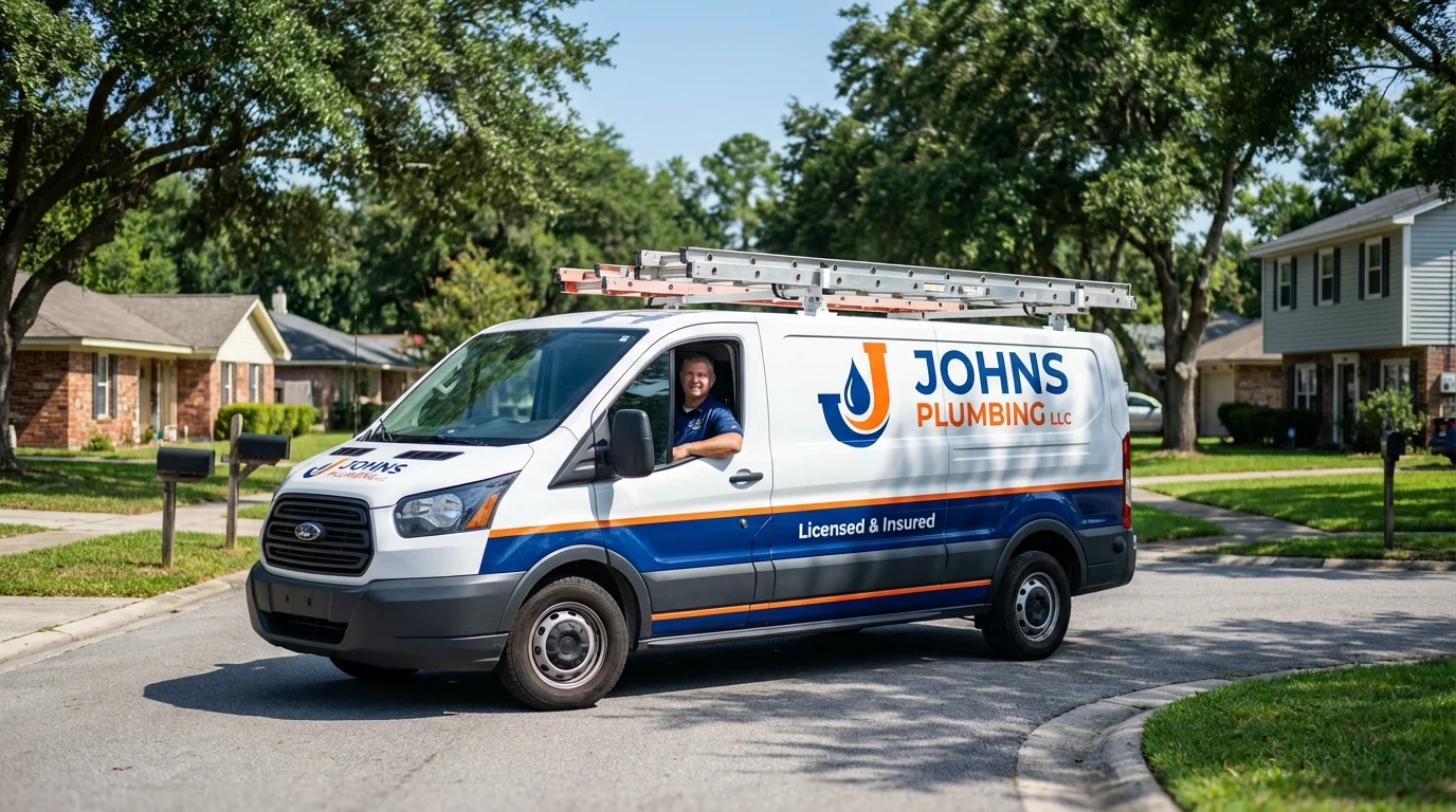 Johns Plumbing LLC service van in Zanesville, OH