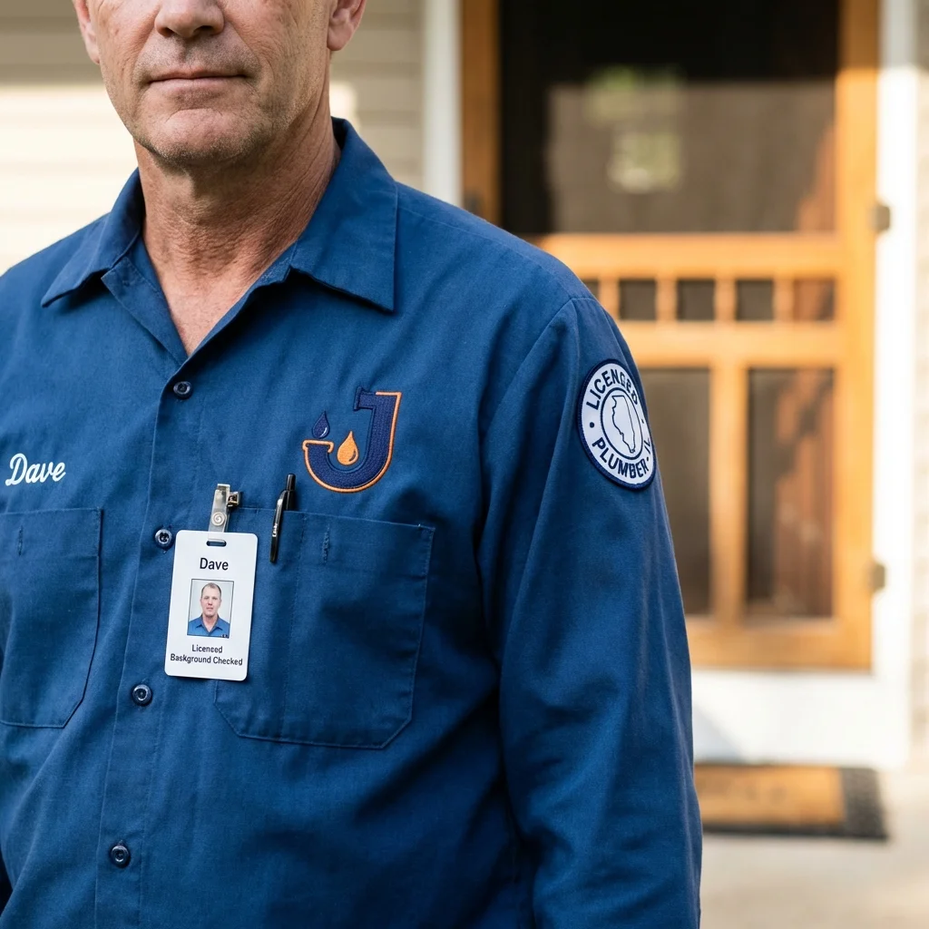 Licensed plumber showing ID badge in Zanesville, OH