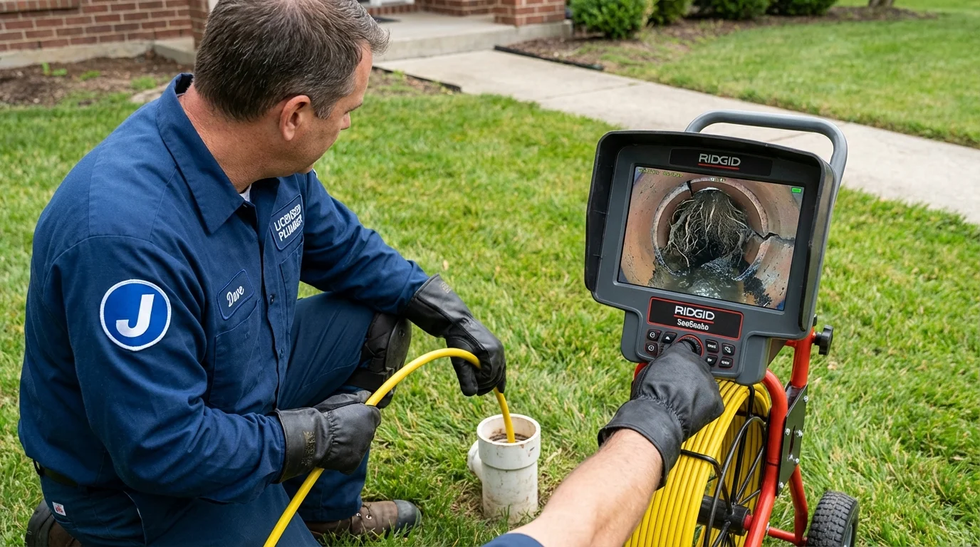 Sewer camera inspection being performed by Johns Plumbing LLC in Zanesville
